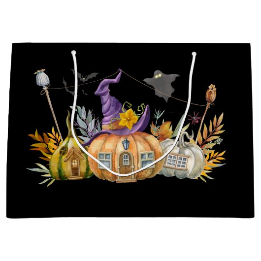 Haunted Pumpkin House met Ghost en Bats Groot Cadeauzakje (Voorkant)