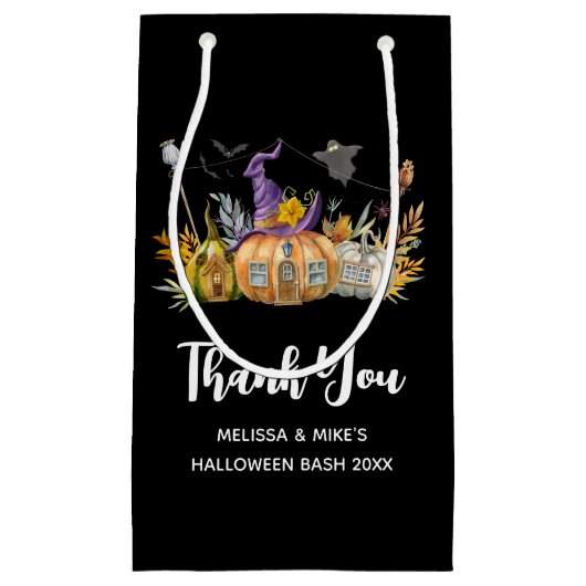 Haunted Pumpkin House met Ghost en Bats Klein Cadeauzakje (Voorkant)