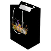 Haunted Pumpkin House met Ghost en Bats Medium Cadeauzakje (Achterkant Gekanteld)