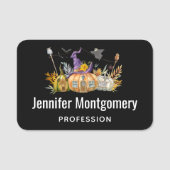 Haunted Pumpkin House met Ghost en Bats Naamplaatje (Voorkant)