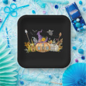 Haunted Pumpkin House met Ghost en Bats Papieren Bordje (Feest)