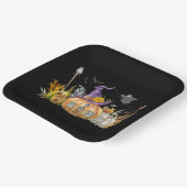 Haunted Pumpkin House met Ghost en Bats Papieren Bordje (Gebogen)