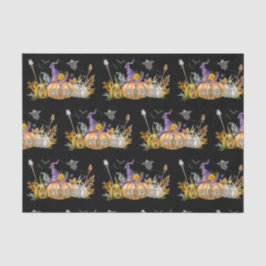 Haunted Pumpkin House met Ghost en Bats Tissuepapier