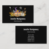 Haunted Pumpkin House met Ghost en Bats Visitekaartje (Voorkant / Achterkant)