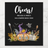 Haunted Pumpkin House met Ghost en Bats Wijn Etiket (Enkel label)