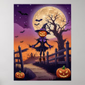 Haunted Pumpkin Path under Glowing Moon Poster (Voorkant)
