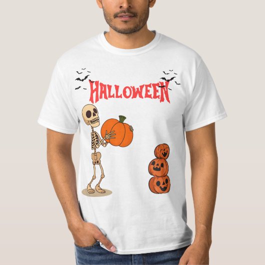 Haunted Pumpkin – Skull Horror Design T-shirt (Voorkant)