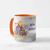 Haunted Purple Gnome House With Ghost Bats & Cats  Mok (Voorkant links)