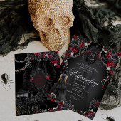 Haunted Quinceanera Zwart Rozen Rood Halloween Kaart