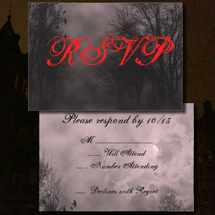 Haunted Red Sky met Ravens Halloween RSVP Kaartje
