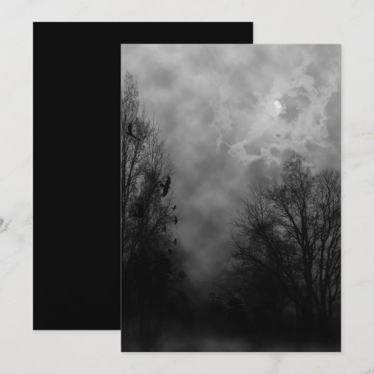 Haunted Road Halloween Uitnodiging Sjabloon (Voorkant / Achterkant)