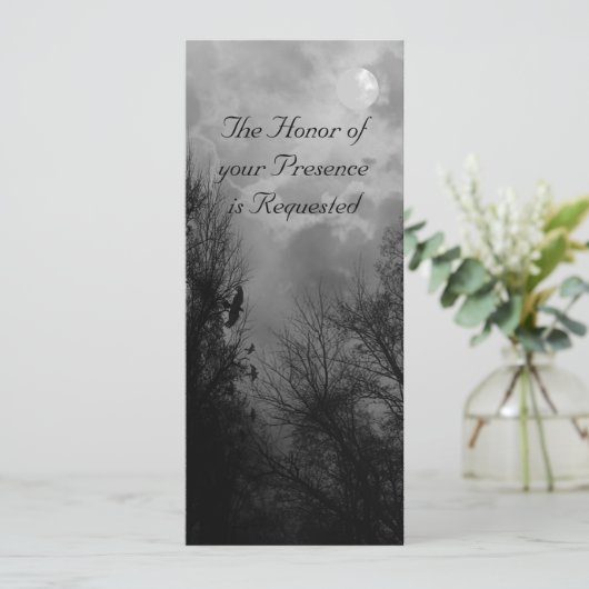 Haunted Road met Ravens Aangepaste Bruiloft Uitnod Kaart (Staand voorkant)