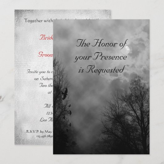 Haunted Road met Ravens bruiloft uitnodiging (Voorkant / Achterkant)