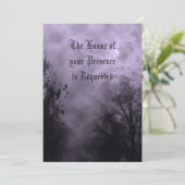 Haunted Road met Ravens Paarse huwelijksuitnodigin Kaart (Staand voorkant)