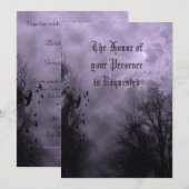 Haunted Road met Ravens Paarse huwelijksuitnodigin Kaart (Voorkant / Achterkant)