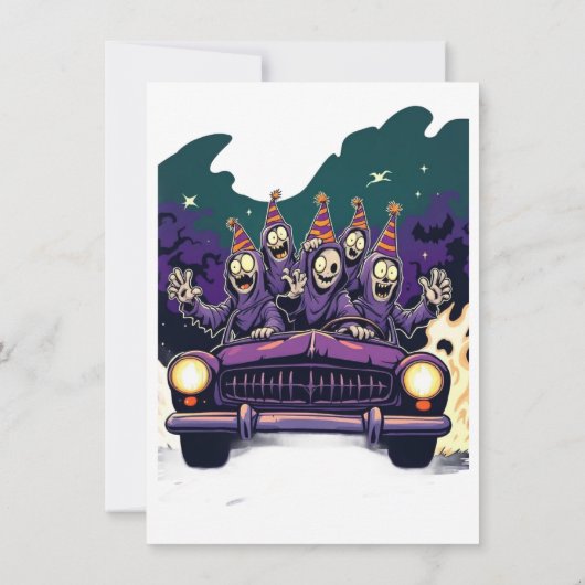 Haunted Road Trip Halloween uitnodiging (Achterkant)