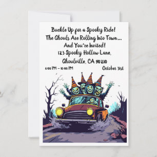Haunted Road Trip Halloween uitnodiging