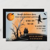 Haunted Scene - Halloween Party Invite Kaart (Voorkant / Achterkant)