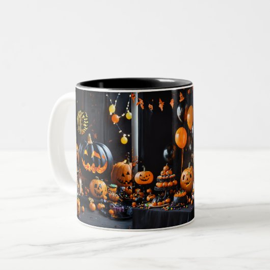Haunted Sips: Halloween Mok Collectie (Voorkant links)
