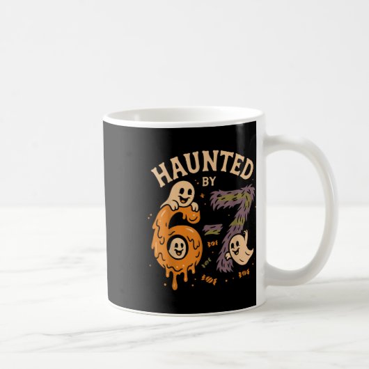 Haunted Six Seven 6 7 Meme 67 Skeleton Hand Hallow Koffiemok (Rechts)