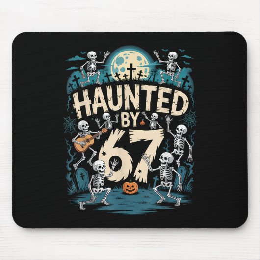 Haunted Six Seven 6 7 Meme 67 Skeleton Hand Hallow Muismat (Voorkant)