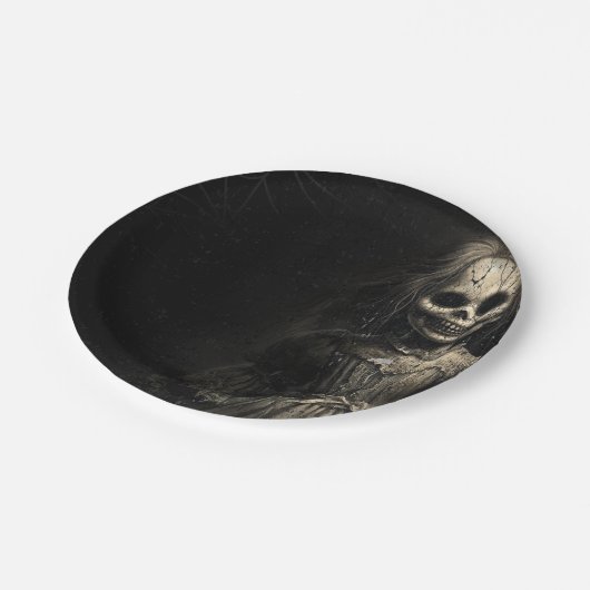 Haunted Skelet Doll Halloween Kostuum Party Papieren Bordje (Gekanteld)