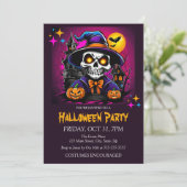 Haunted Skeleton Kostuum Halloween Party Kaart (Staand voorkant)
