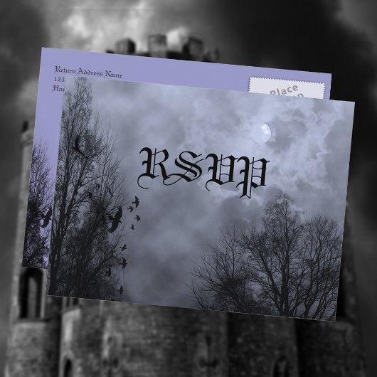 Haunted Sky Blue Mist Custom RSVP Briefkaart