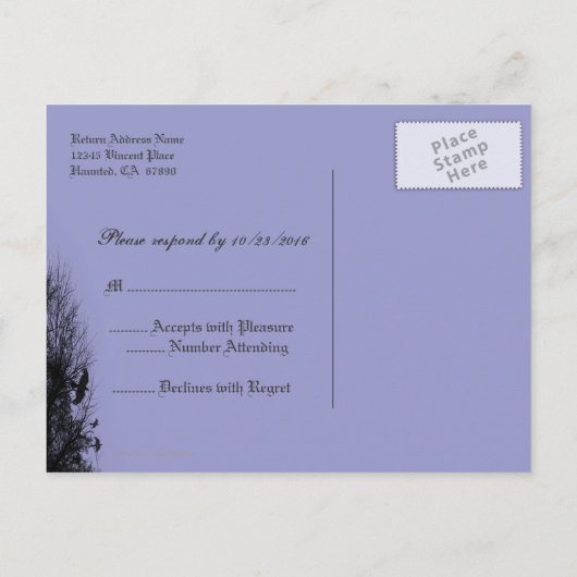 Haunted Sky Blue Mist Custom RSVP Briefkaart (Achterkant)
