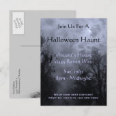 Haunted Sky Blue Mist Halloween Party Briefkaart (Voorkant / Achterkant)