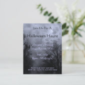 Haunted Sky Blue Mist Halloween Party Briefkaart (Staand voorkant)