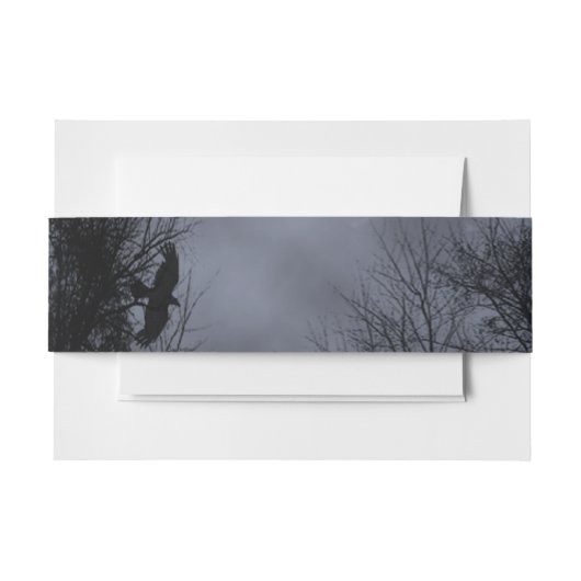 Haunted Sky Blue Mist met Crows Invitation Bands Uitnodigingen Wikkel (Voorkant Voorbeeld)