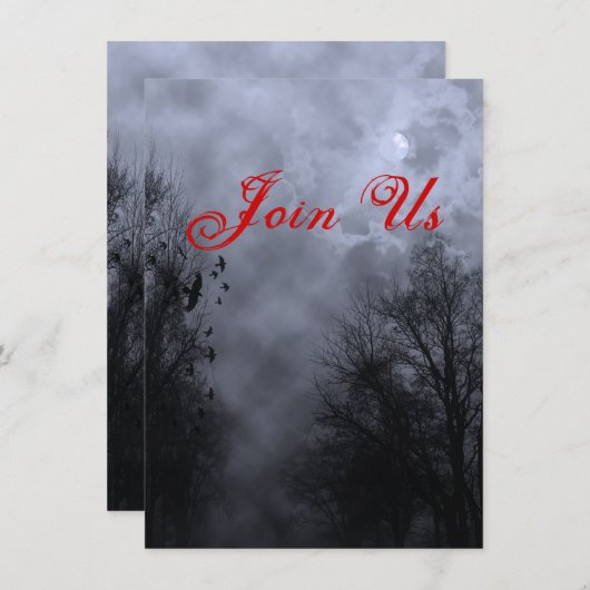 Haunted Sky Custom Blue Mist Halloween uitnodiging (Voorkant / Achterkant)