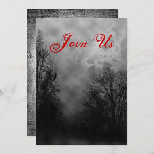 Haunted Sky Custom Halloween Invitation Sjabloon Kaart (Voorkant / Achterkant)