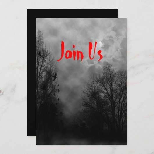 Haunted Sky Custom Halloween Invitation Sjabloon Kaart (Voorkant / Achterkant)