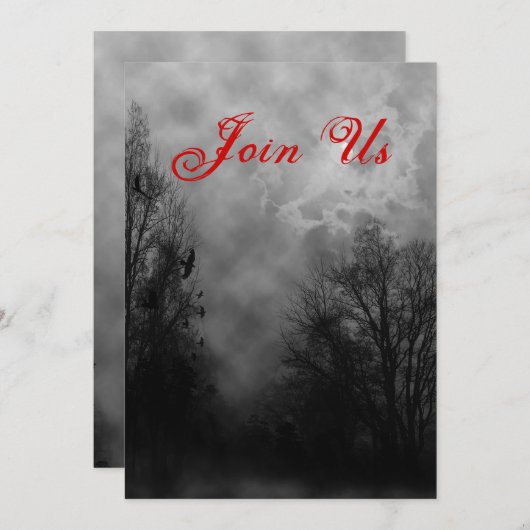 Haunted Sky Custom Halloween Invitation Sjabloon Kaart (Voorkant / Achterkant)