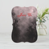Haunted Sky en Ravens Custom Halloween Uitnodiging (Staand voorkant)