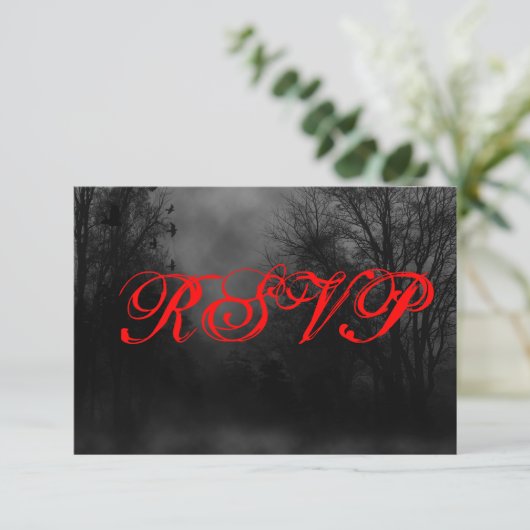 Haunted Sky Halloween RSVP Uitnodiging Sjabloon (Staand voorkant)