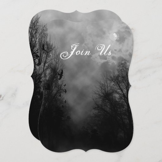 Haunted Sky met Raven Custom Halloween uitnodiging (Voorkant / Achterkant)