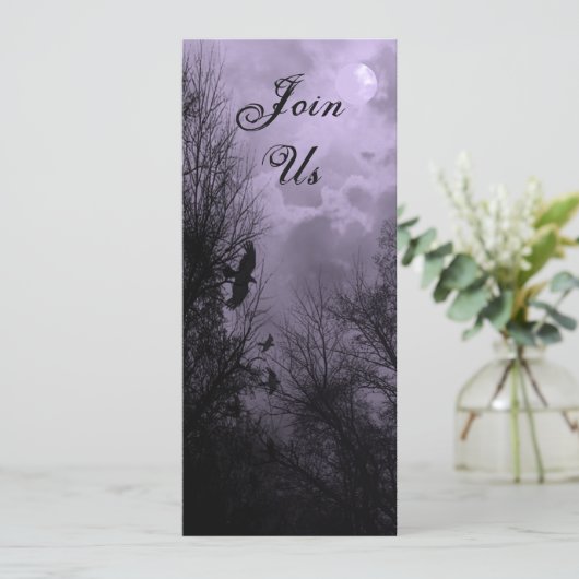 Haunted Sky met Ravens Custom 4 "x9.25" Uitnodigin Kaart (Staand voorkant)