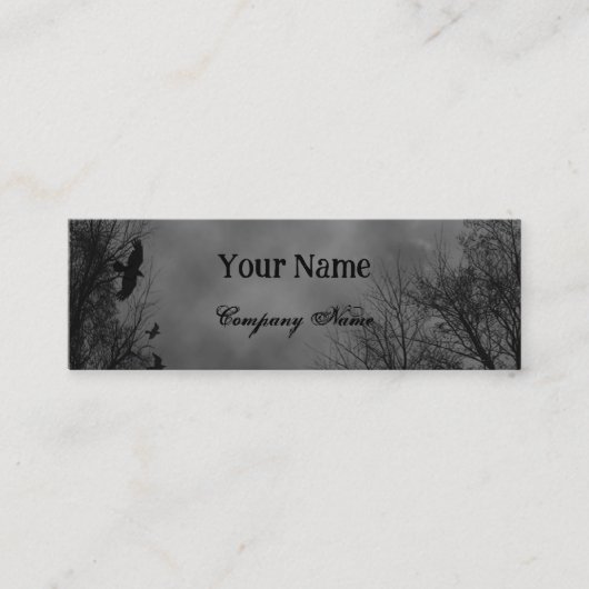 Haunted Sky met Ravens en QR-code Custom Mini Visitekaartje (Voorkant)