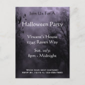 Haunted Sky Paarse Mist Halloween Party Briefkaart (Voorkant)