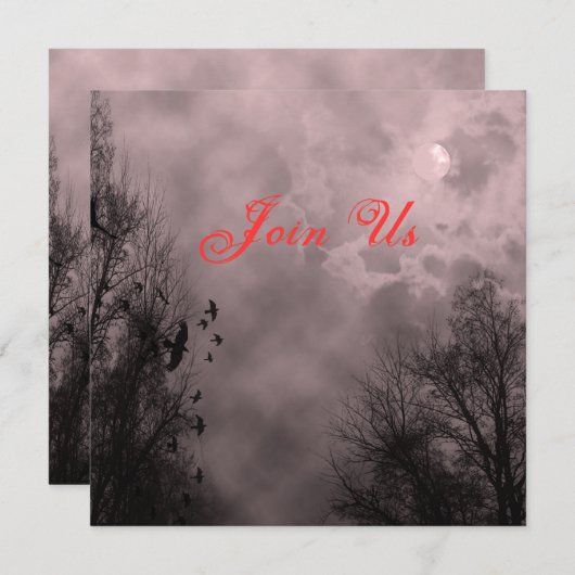 Haunted Sky Red Mist Aangepaste Halloween Uitnodig Kaart (Voorkant / Achterkant)