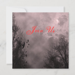 Haunted Sky Red Mist Aangepaste Halloween Uitnodig Kaart