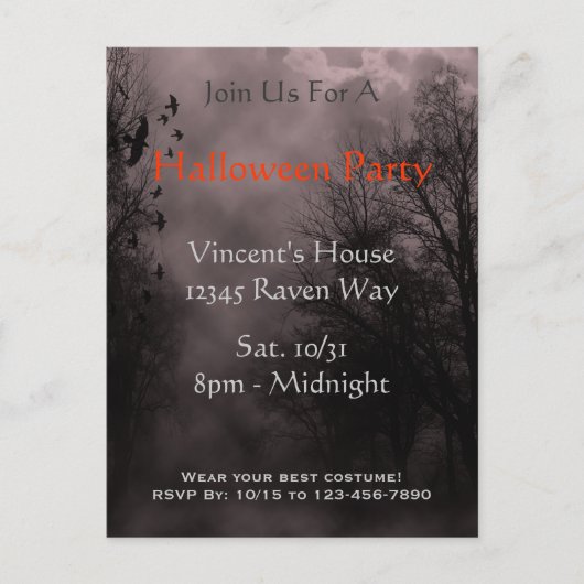 Haunted Sky Red Mist Halloween Party Briefkaart (Voorkant)