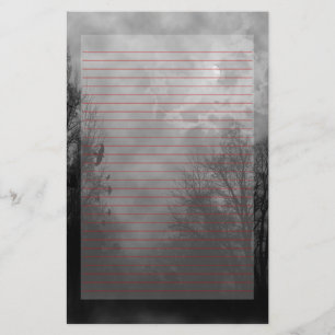 Haunted Sky Stationery Red Line Briefpapier