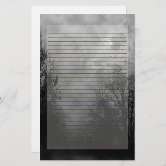 Haunted Sky Stationery Red Line Briefpapier (Voorkant / Achterkant)