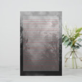 Haunted Sky Stationery Red Line Briefpapier (Staand voorkant)