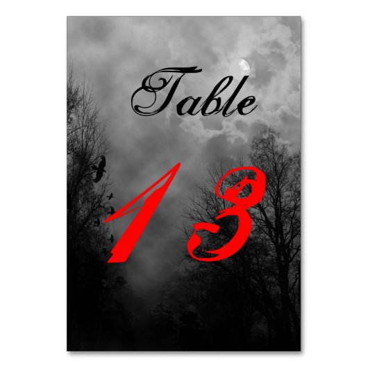 Haunted Sky Zwart Wit Custom 2 Sided Table Kaart (Voorkant)