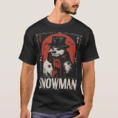 Haunted Snowman met rode sjaal | Donkere winter T-shirt (Voorkant)